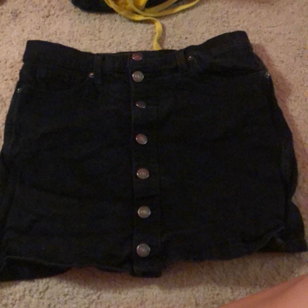 Black button up mini skirt